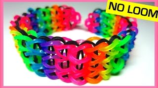 Triple Single Rainbow Loom Bracelet without Loom on Two Forks [upl. by Corron]