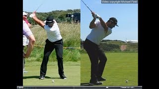 Jon Rahm golf swing  Long Iron faceon amp downtheline July 2017 [upl. by Odnesor]