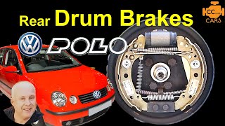 VW Polo Rear Brake Shoe Replacement  Polo Drum Brakes [upl. by Sumedocin]