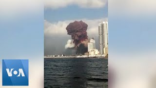 Beirut Explosion Seen From Nearby Boat [upl. by Ehpotsirhc]