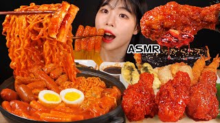 ASMR MUKBANG 직접 만든 떡볶이 양념치킨 김밥 먹방 amp 레시피 FRIED CHICKEN AND Tteokbokki EATING [upl. by Ilojna]