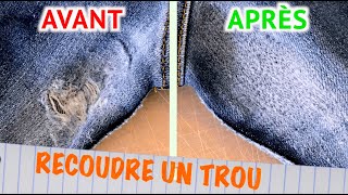 RECOUDRE LE TROU DE FROTTEMENT DENTREJAMBES  Recoudre le Trou des Jeans [upl. by Dempster]