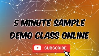 5 Minute Sample Demo Class Online [upl. by Seve453]