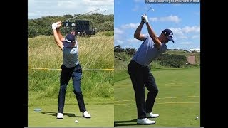 Justin Thomas golf swing  Long Iron faceon amp downtheline July 2017 [upl. by Gabbert]