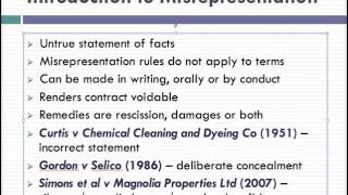 Misrepresentation Lecture 1 of 4 [upl. by Bertold709]